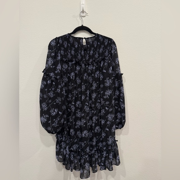 Cinq à Sept Black Dress with Blue Floral Design - Picture 7 of 7